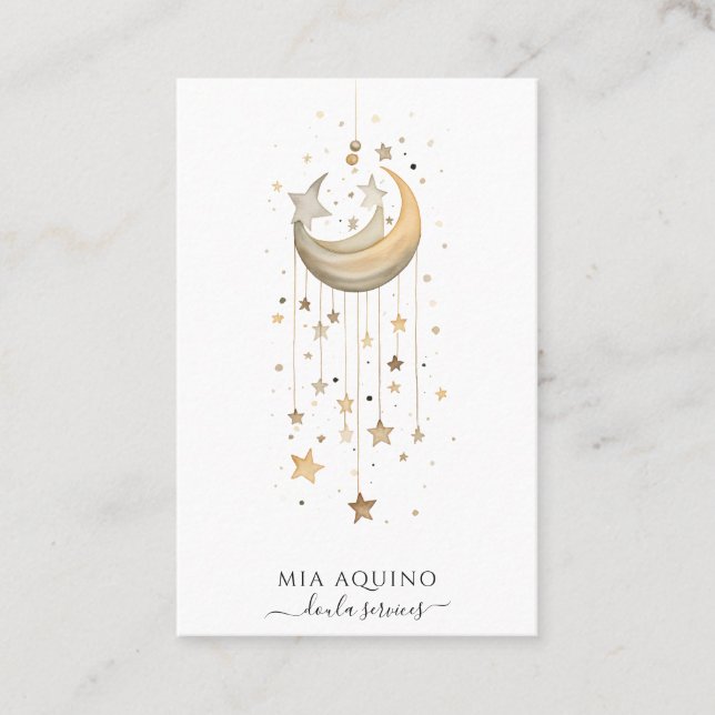 Tarjeta De Negocios Doula Services Moon And Stars (Anverso)