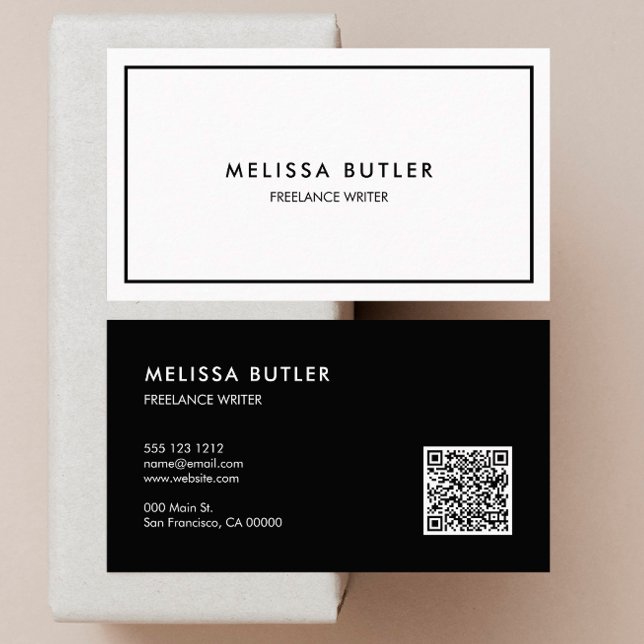 Tarjeta De Negocios Elegante De Código QR En Blanc (Subido por el creador)