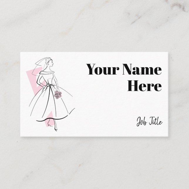 Tarjeta de negocios Fashion Bride Pink Side (Anverso)