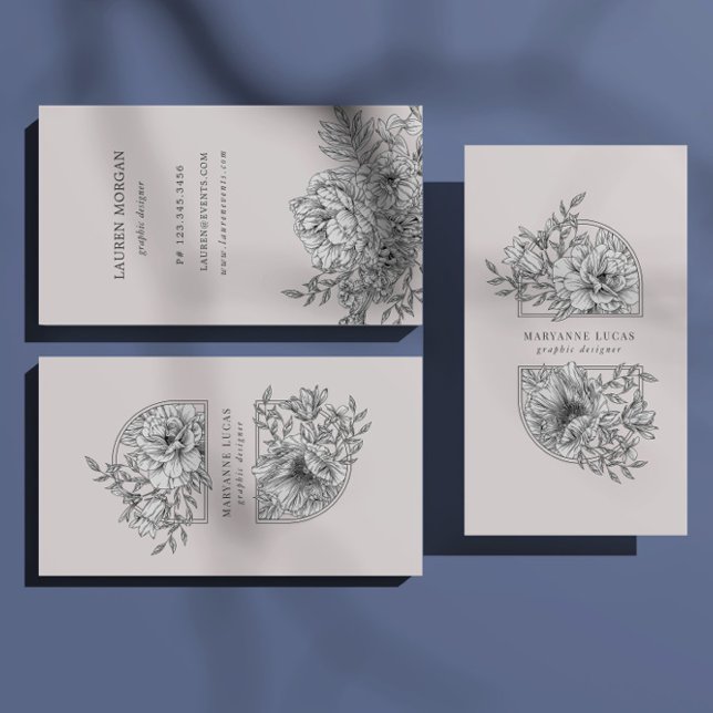 Tarjeta De Negocios Floral Elegante En Blanco Y Ne (Subido por el creador)