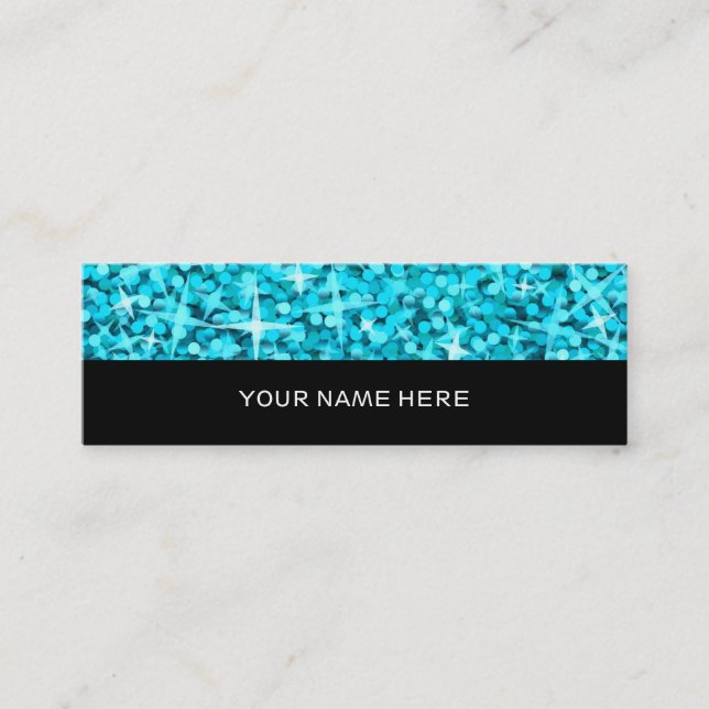 Tarjeta de negocios Glitz Blue negro delgado (Anverso)