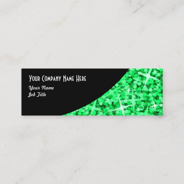 Tarjeta de negocios Glitz Green Black Curve (Anverso)