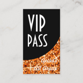 Tarjeta de negocios Glitz Naranja 'VIP Pass' Black