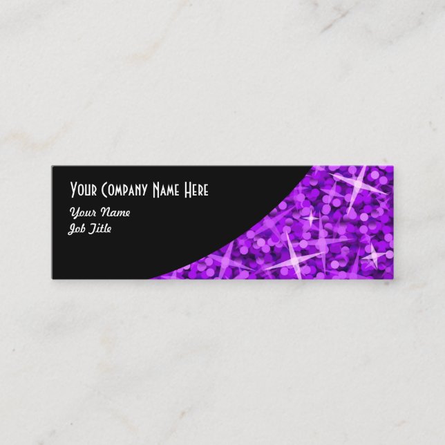 Tarjeta de negocios Glitz Purple Black Curve (Anverso)