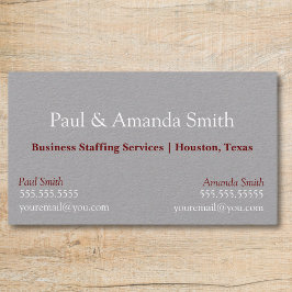 Tarjeta De Negocios Gris Moderna Con 2 Nombres Y C