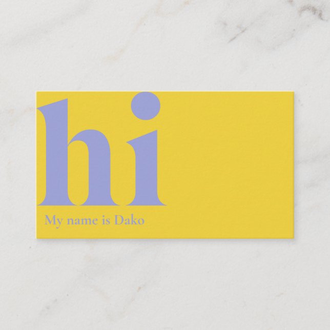 Tarjeta de negocios "hi" moderna en amarillo y per (Anverso)