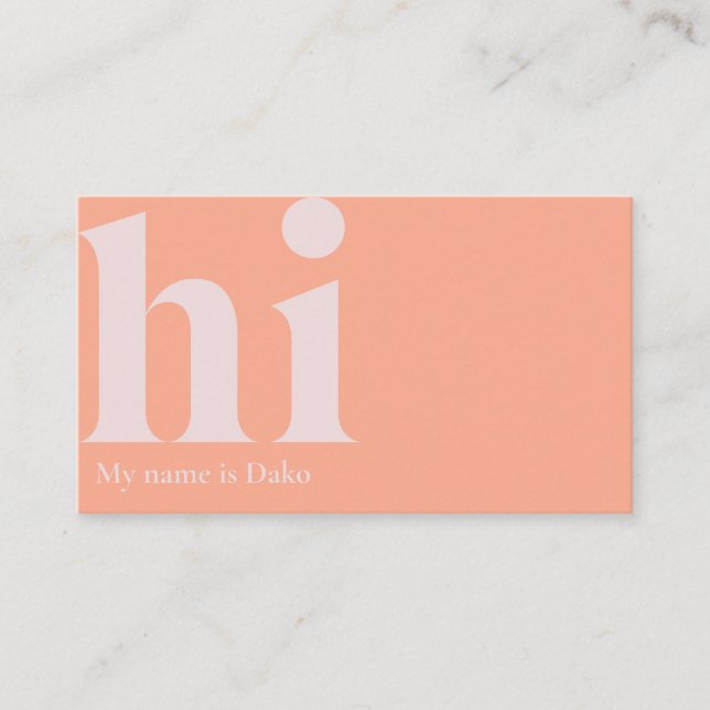 Tarjeta de negocios "hi" moderna en melocotón y ma (Anverso)