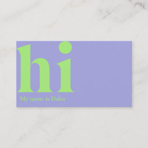 Tarjeta de negocios "hi" moderna en periwinkle y l