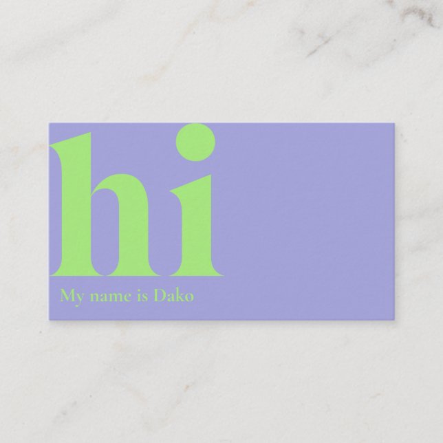 Tarjeta de negocios "hi" moderna en periwinkle y l (Anverso)