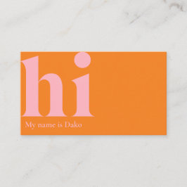 Tarjeta de negocios "hi" moderna en rosa naranja y