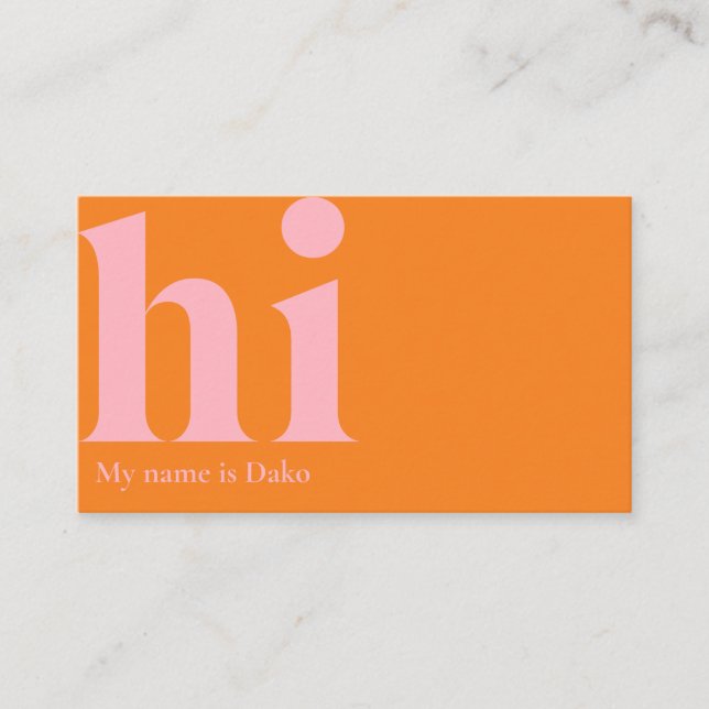 Tarjeta de negocios "hi" moderna en rosa naranja y (Anverso)