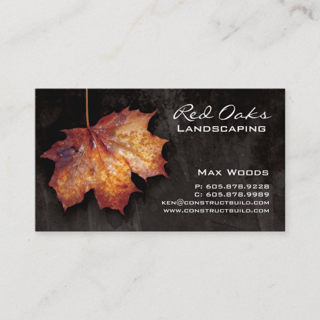 Tarjeta de negocios Landscaping Black Maple Leaf (Anverso)