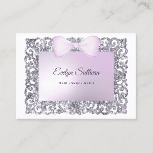 Tarjeta de negocios Lilac purpurina frame bow
