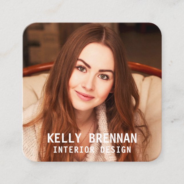 Tarjeta de negocios moderna con foto y medios soci (Anverso)