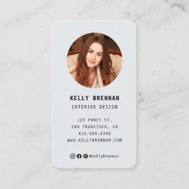 Tarjeta de negocios moderna con foto y medios soci