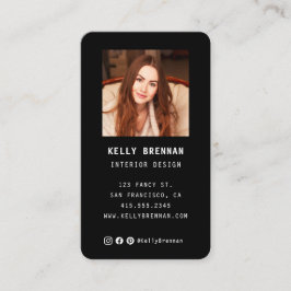 Tarjeta de negocios moderna con foto y medios soci