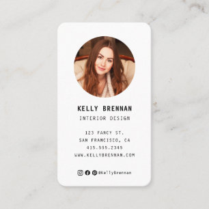 Tarjeta de negocios moderna con foto y medios soci