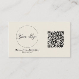 Tarjeta De Negocios Moderna De Código QR En Negro 