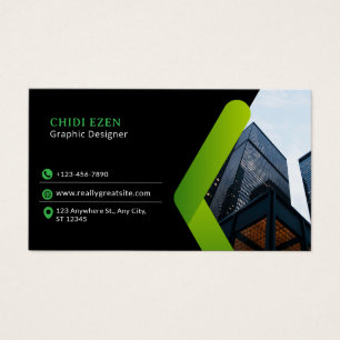 Tarjeta de Negocios Moderna Minimalista Verde y Ne