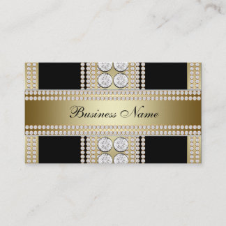Tarjeta de negocios negra de oro para diamantes ne