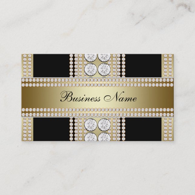 Tarjeta de negocios negra de oro para diamantes ne (Anverso)