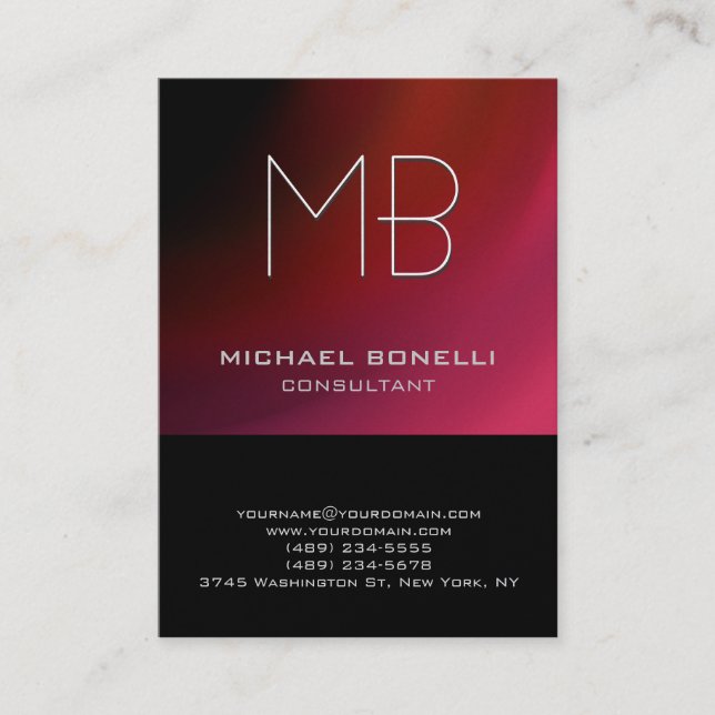 Tarjeta de negocios negra rosa rosada y púrpura (Anverso)