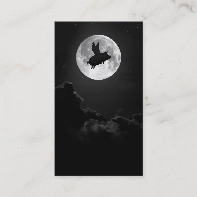 tarjeta de negocios nocturna de cerdo volador (Anverso)