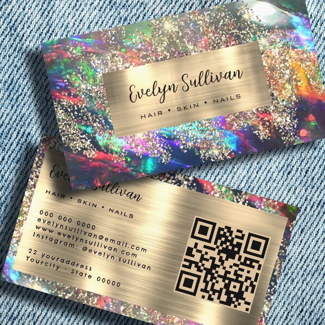 Tarjeta de negocios opal negra de purpurina dorado (Subido por el creador)