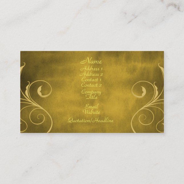 Tarjeta de Negocios Oscura Elegance, Oro (Anverso)