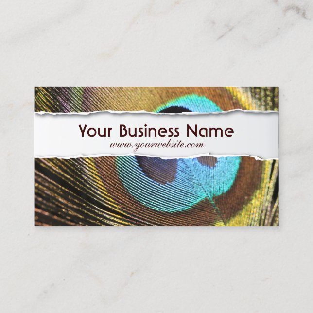 Tarjeta de negocios Peacock Feather (Anverso)