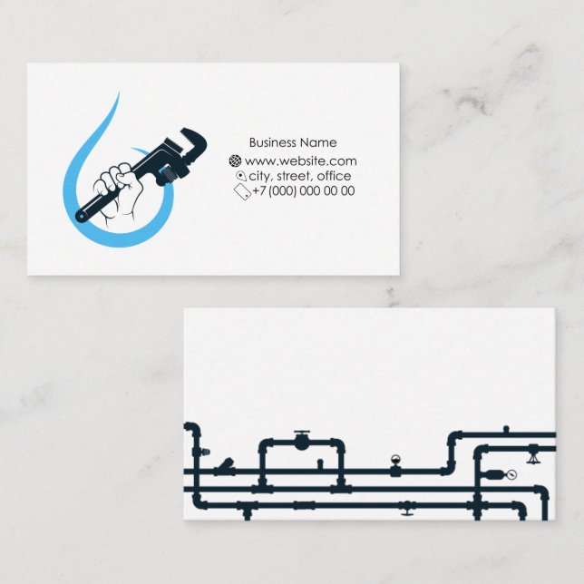 Tarjeta de negocios Plumber and Plumbing Works (Anverso / Reverso)