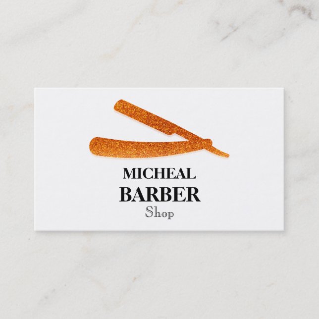 Tarjeta de negocios Razor Gold Blade Barber (Anverso)
