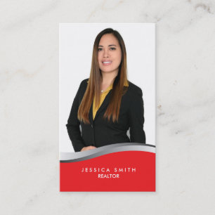 Tarjeta de negocios Real Estate Red and Silver Swo