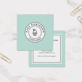 Tarjeta de negocios retro moderna con cupcakes cua