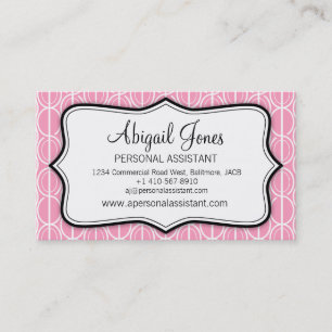 Tarjeta de negocios rosa, en blanco y negro