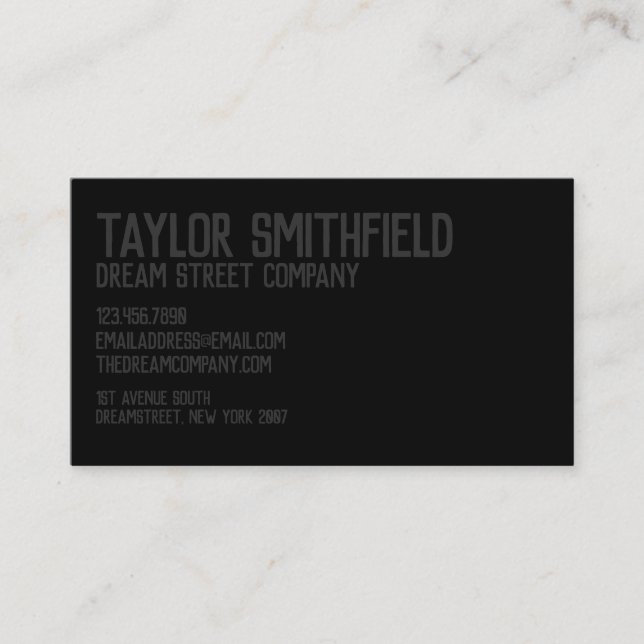 Tarjeta de negocios Rustic Matte Black Professiona (Anverso)