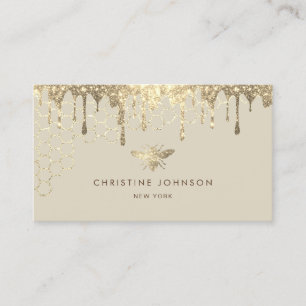 tarjeta de negocios sepia purpurina queen bee