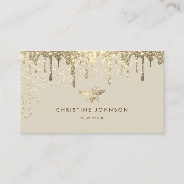 tarjeta de negocios sepia purpurina queen bee (Anverso)