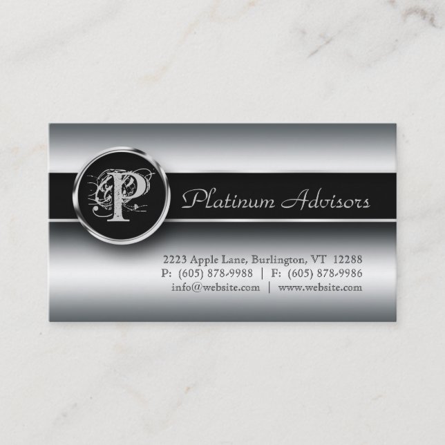 Tarjeta de Negocios Silver Profesional Moderno Neg (Anverso)