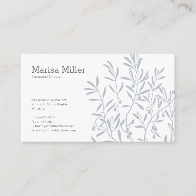 Tarjeta de negocios simple con rama de árbol, hoja (Anverso)