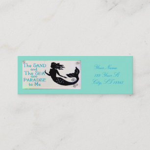 tarjeta de negocios skinny de arena azul y sirena