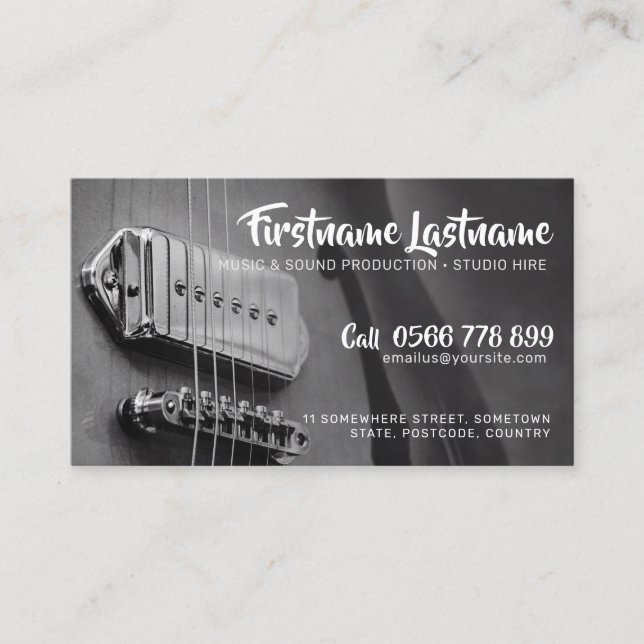 Tarjeta de negocios Strings Studio Guitar GreyAZ (Anverso)