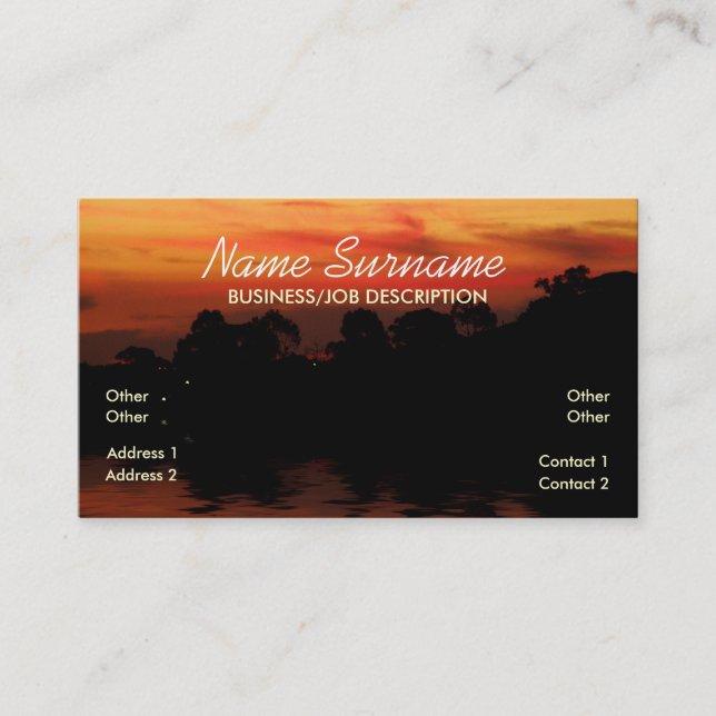 Tarjeta de negocios Sunset Silhouette Skies (Anverso)