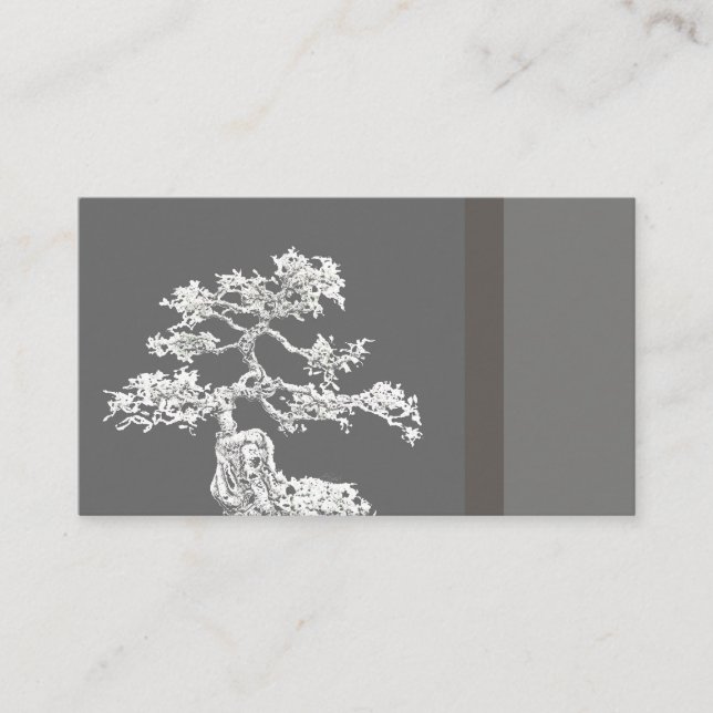 tarjeta de negocios única bonsai tree negro y gris (Anverso)