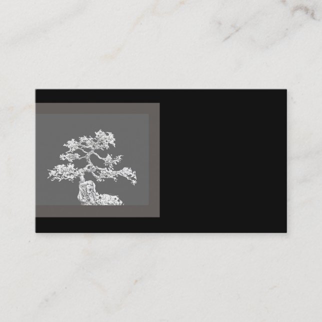 tarjeta de negocios única bonsai tree negro y gris (Anverso)