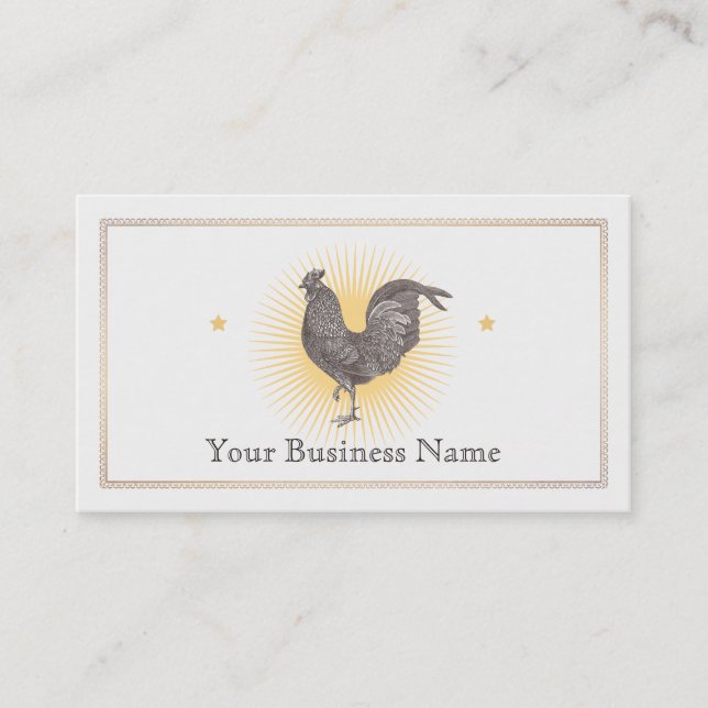 Tarjeta De Negocios Vintage Rooster Etching (Anverso)