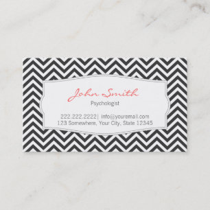 Tarjeta de Negra Chevron Stripes Psicólogo