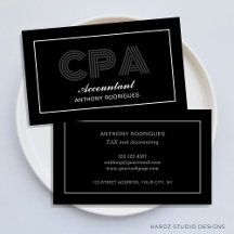 Tarjeta de Negra de Contador Elegante Moderno