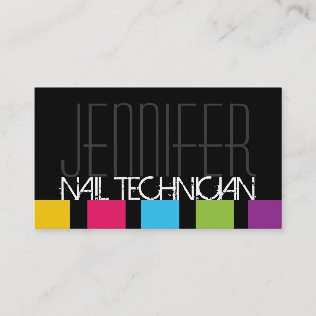 Tarjeta de Negrita de Negocio de Técnico de Uñas (Anverso)