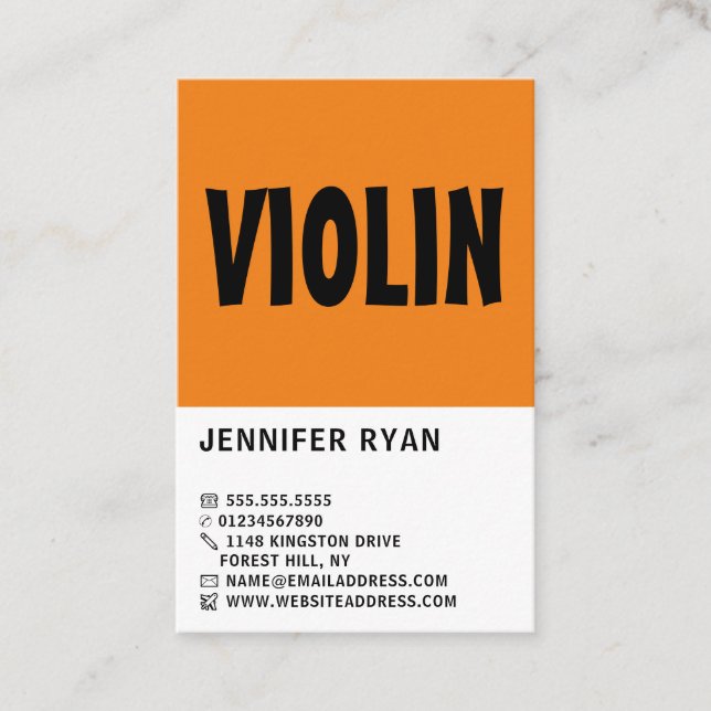 Tarjeta de Negrita Moderna, Violinista Profesional (Anverso)